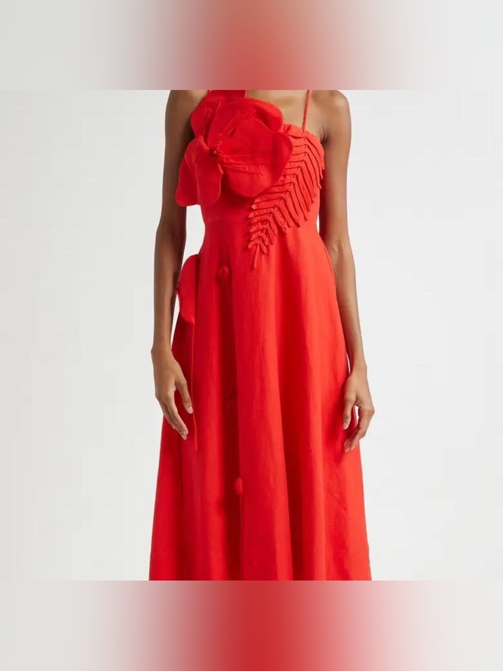 FARM Rio Red Floral Appliqué Maxi Dress